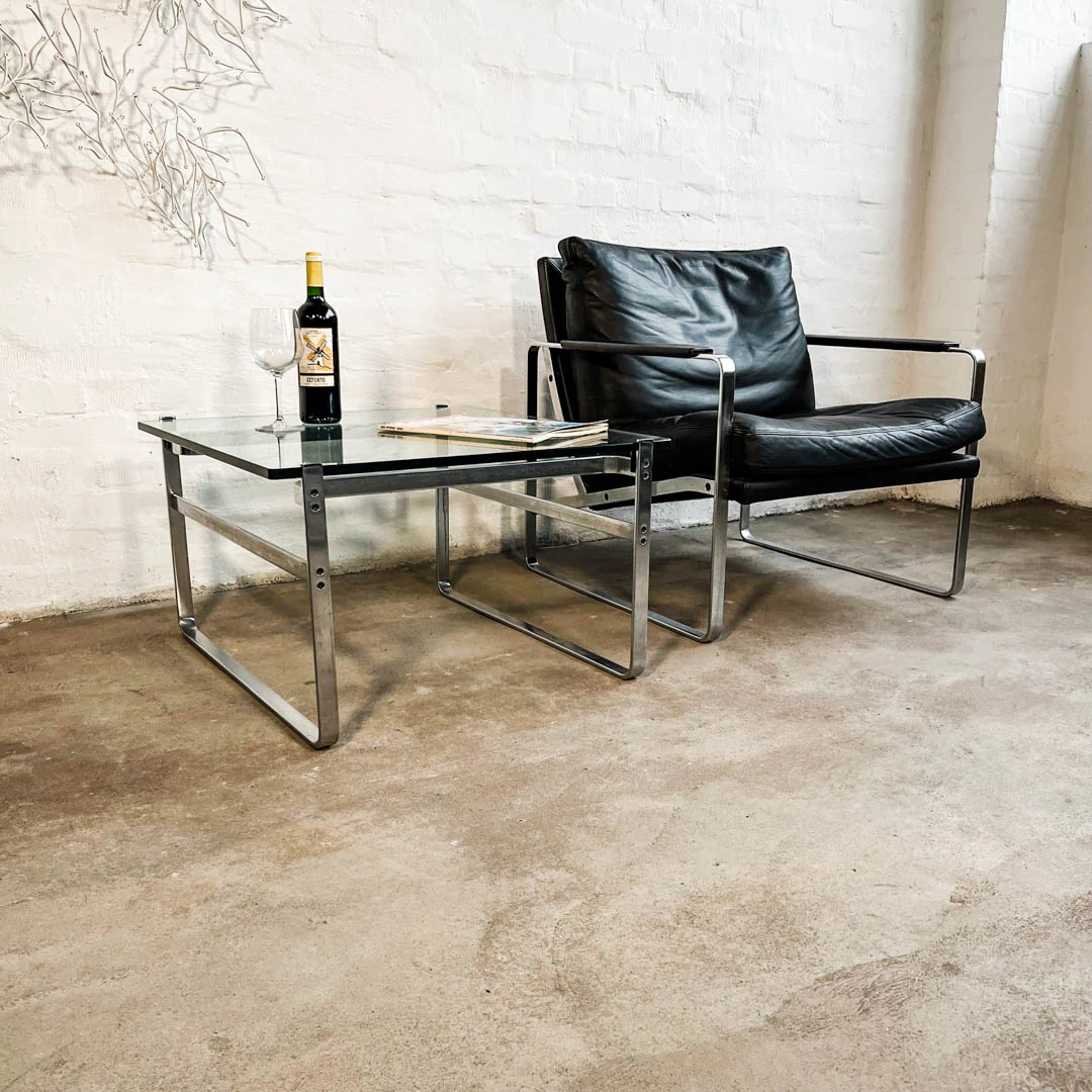 Walter Knoll - Fabricius Side Table - Glas/Mattchrom - Preben Fabricius - guter gebrauchter Zustand - Image 3