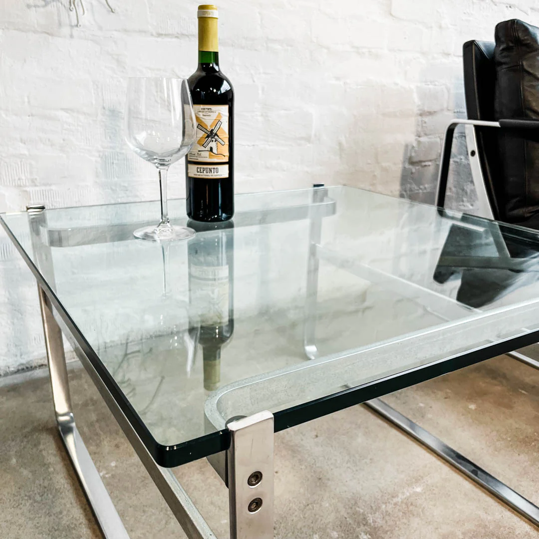 Walter Knoll - Fabricius Side Table - Glas/Mattchrom - Preben Fabricius - guter gebrauchter Zustand - Image 4