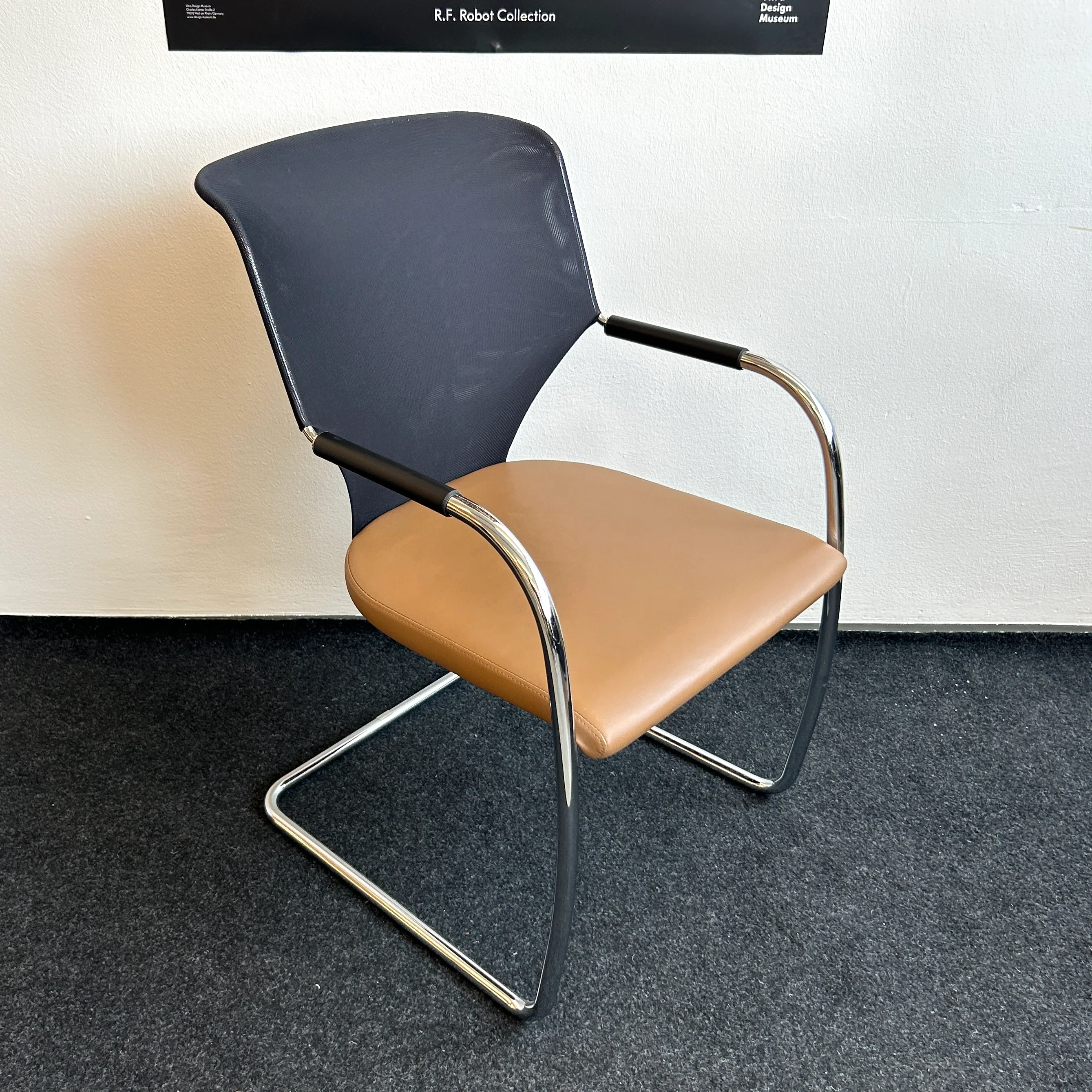 Thonet - Freischwinger - Konferenzstuhl - Leder braun/Netzgewebe - gebrauchter TOP Zustand - Image 3