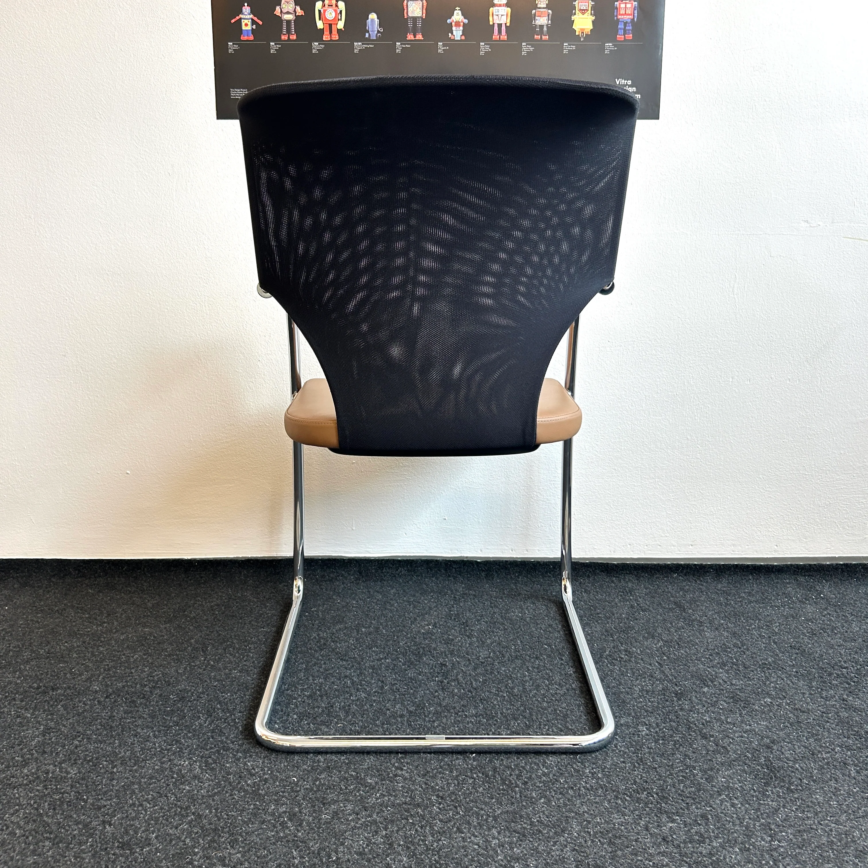 Thonet - Freischwinger - Konferenzstuhl - Leder braun/Netzgewebe - gebrauchter TOP Zustand - Image 7