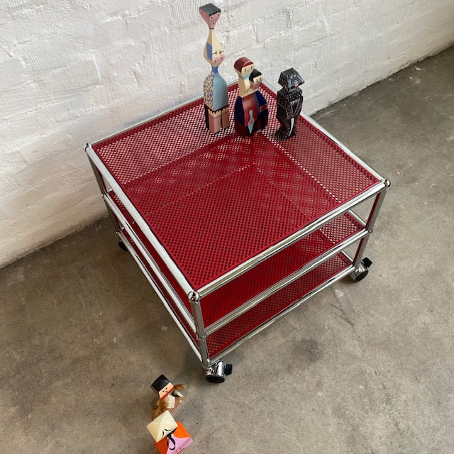 USM Haller - Beistellrollwagen - rot perforiert - gebrauchter TOP Zustand - Image 3